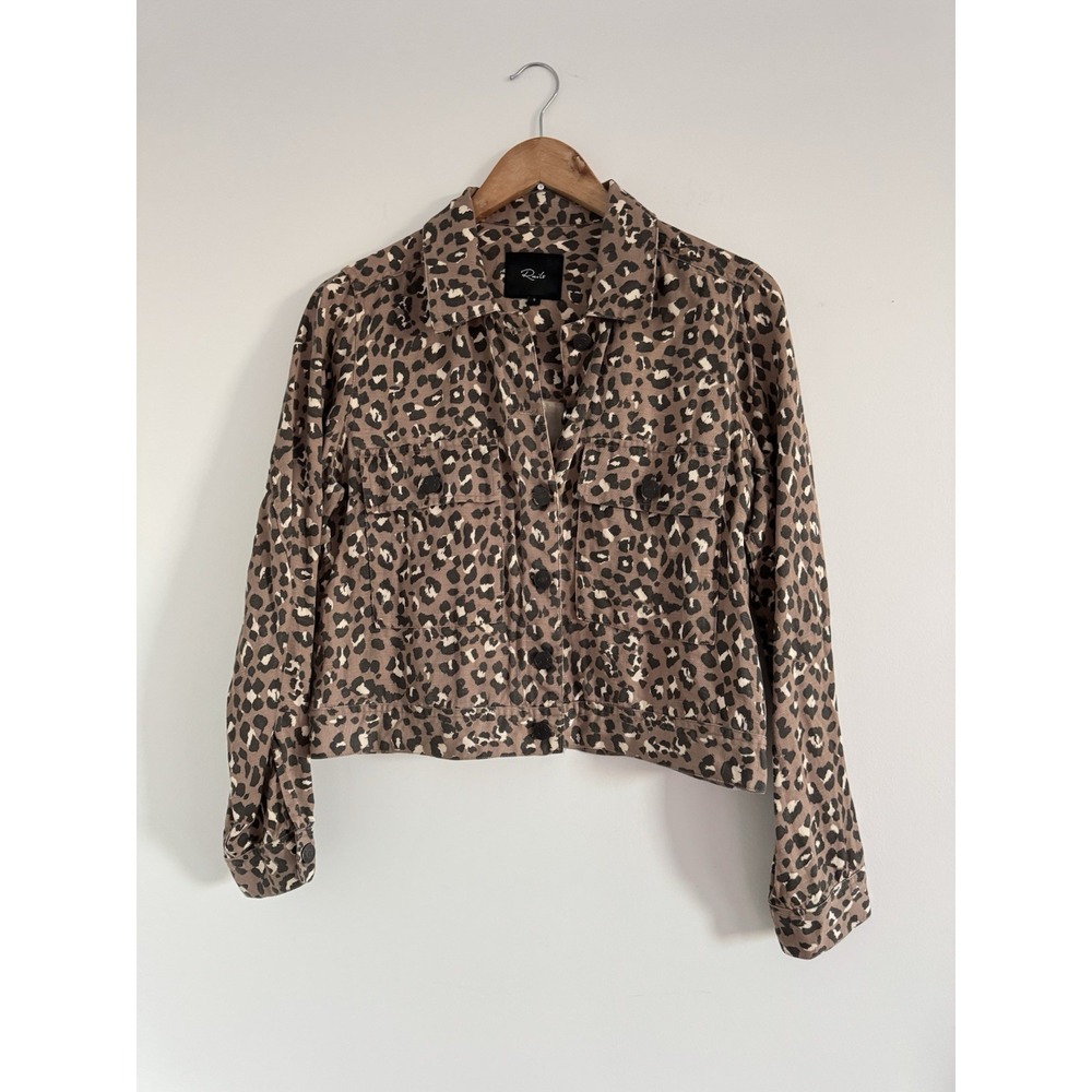 Rails Steffi Mountain Leopard Black Tan Button Up Jacket Sz S
